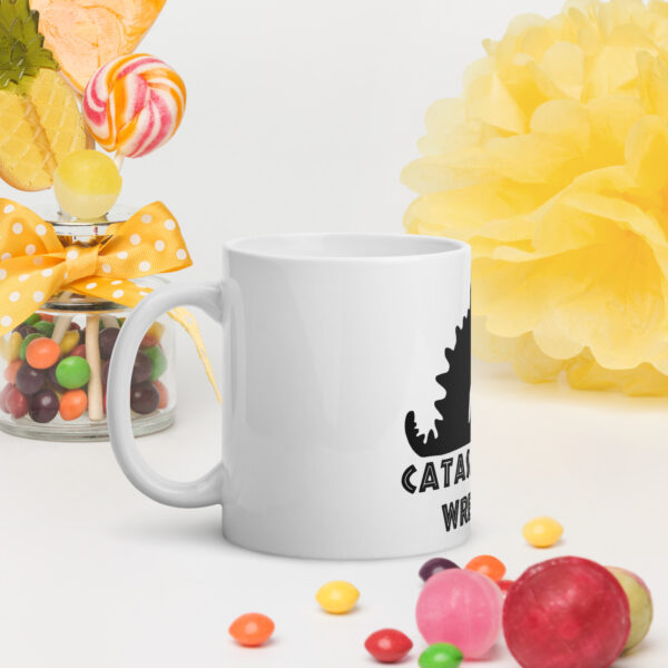 Catasaurus Wrecks White glossy mug